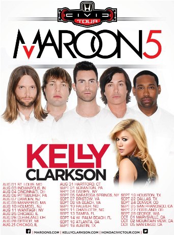Maroon 5, Kelly Clarkson Join Forces or Honda Civic Tour – the WiMN | The Women&#39;s International ...